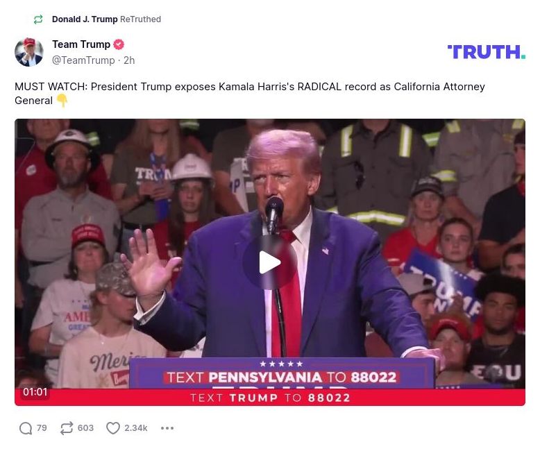 Post image from Donald Trump