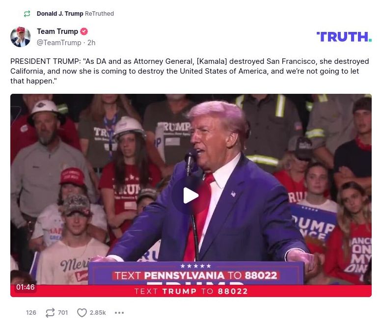 Post image from Donald Trump