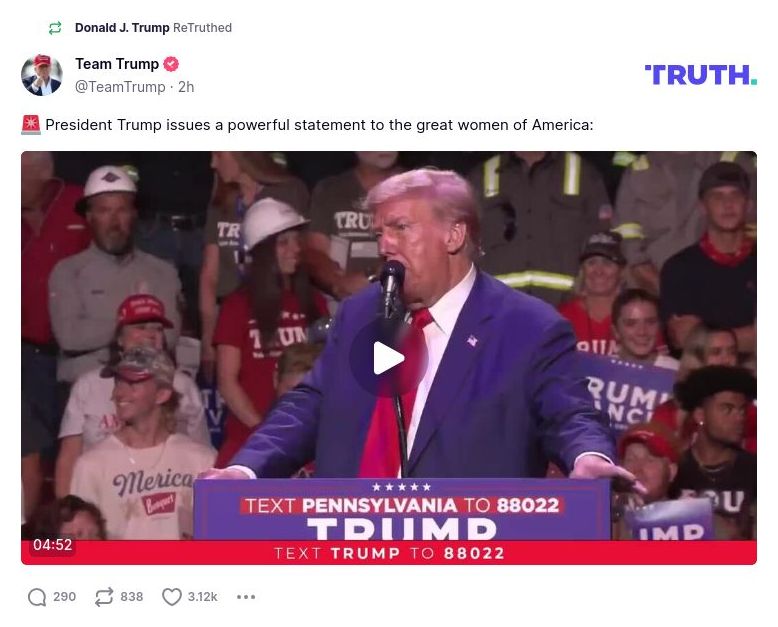 Post image from Donald Trump