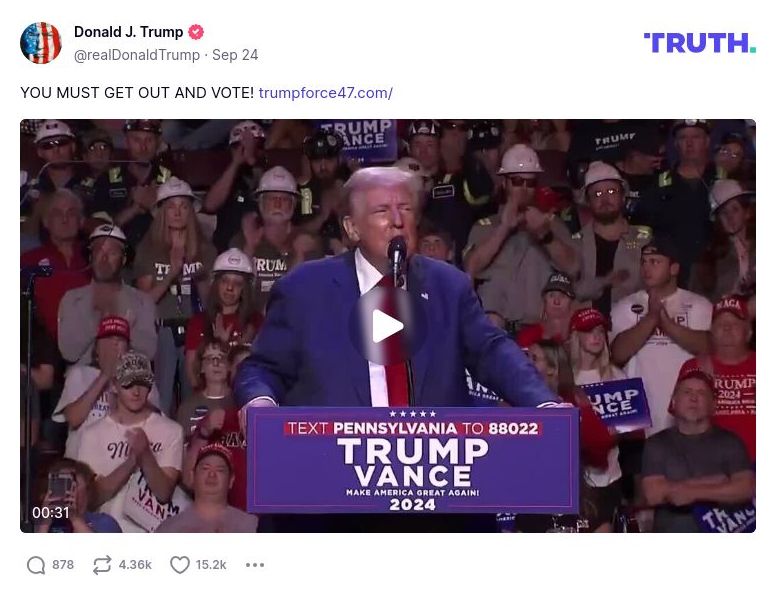 Post image from Donald Trump