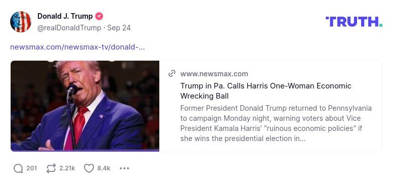 Post image from Donald Trump