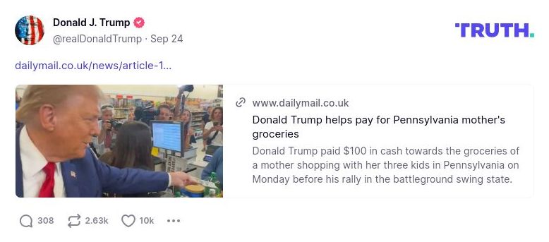 Post image from Donald Trump