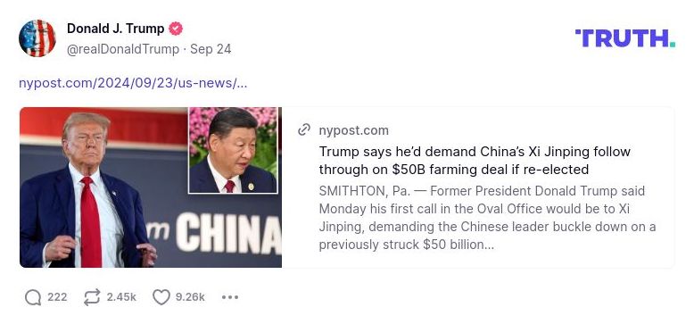 Post image from Donald Trump