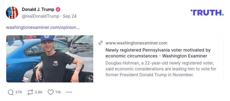 Post image from Donald Trump