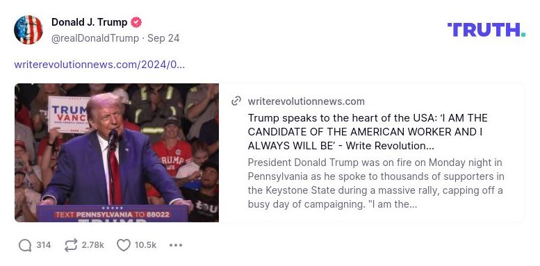 Post image from Donald Trump