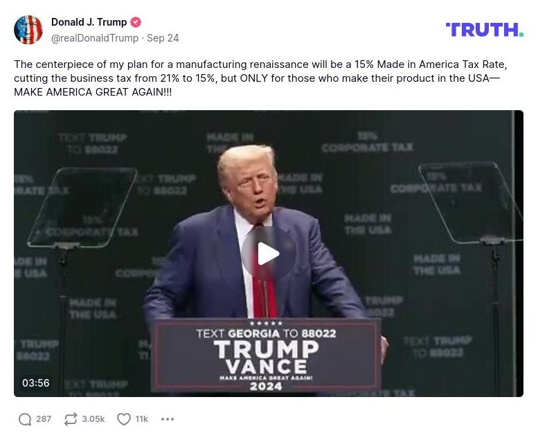 Post image from Donald Trump