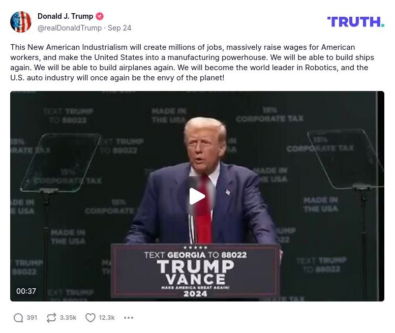 Post image from Donald Trump