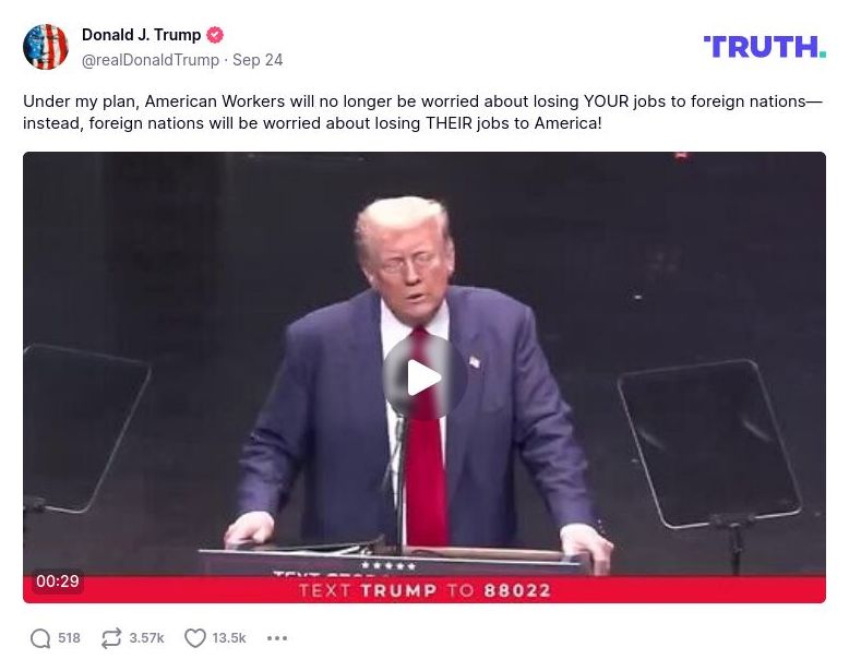 Post image from Donald Trump