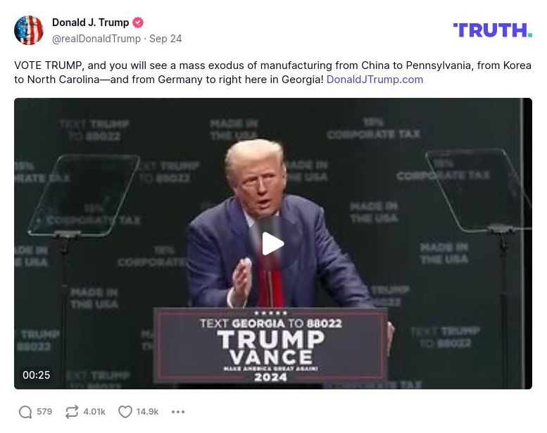 Post preview from Donald Trump