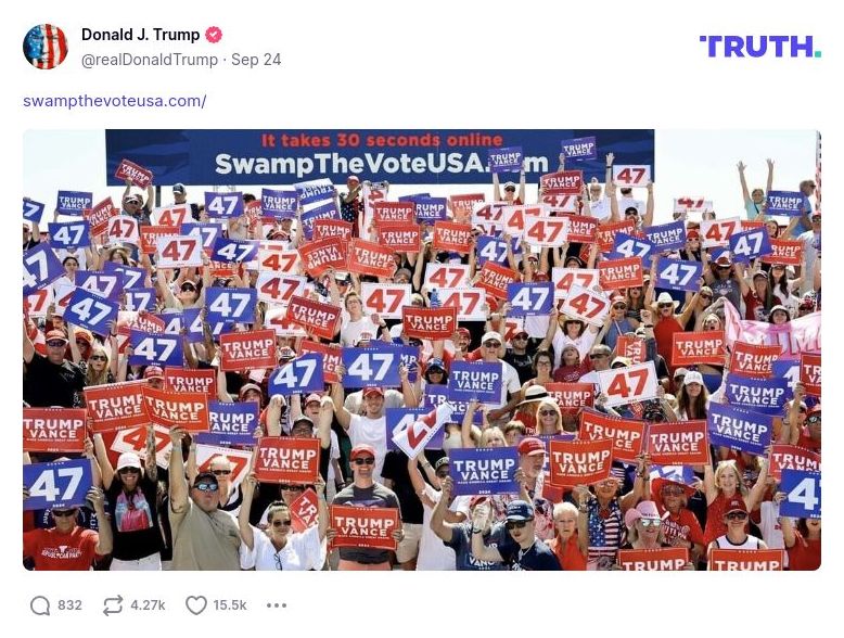 Post image from Donald Trump