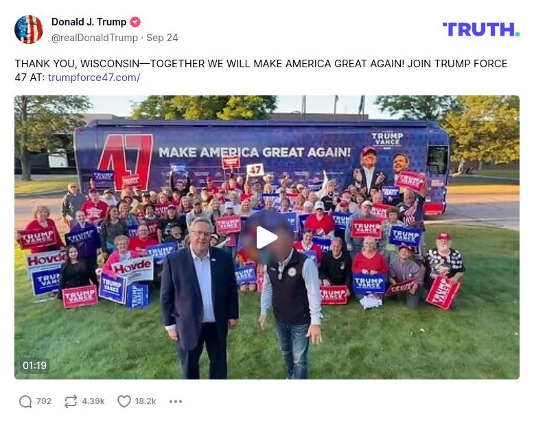 Post image from Donald Trump