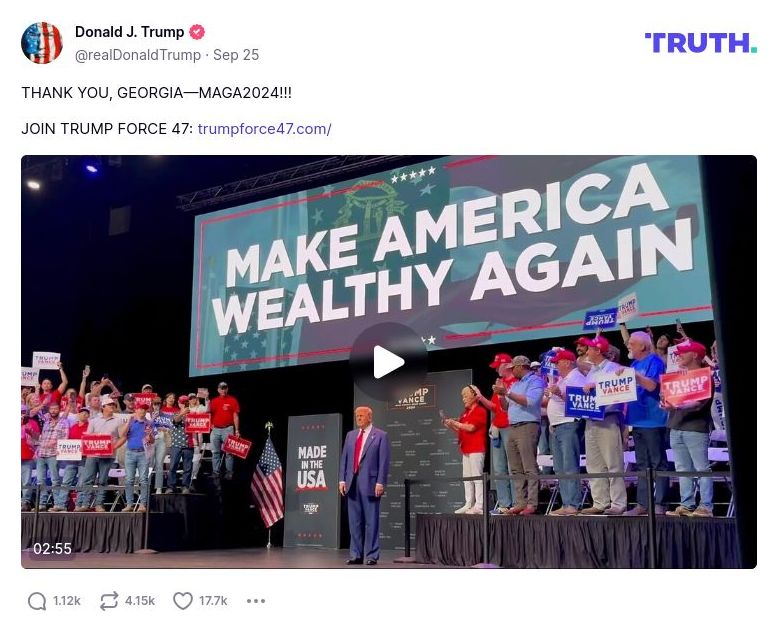 Post image from Donald Trump