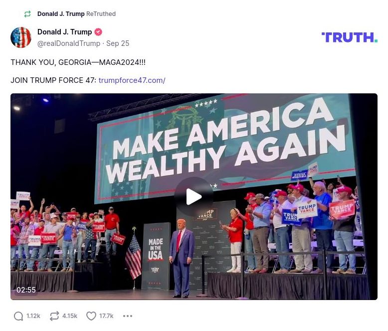 Post image from Donald Trump