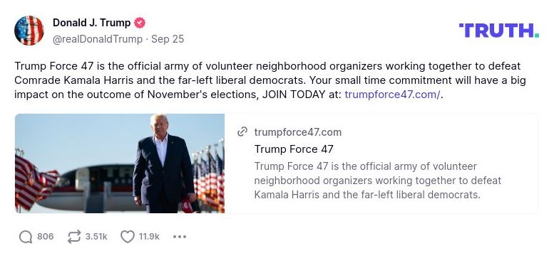 Post image from Donald Trump