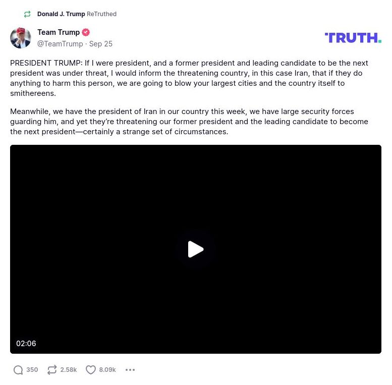 Post preview from Donald Trump