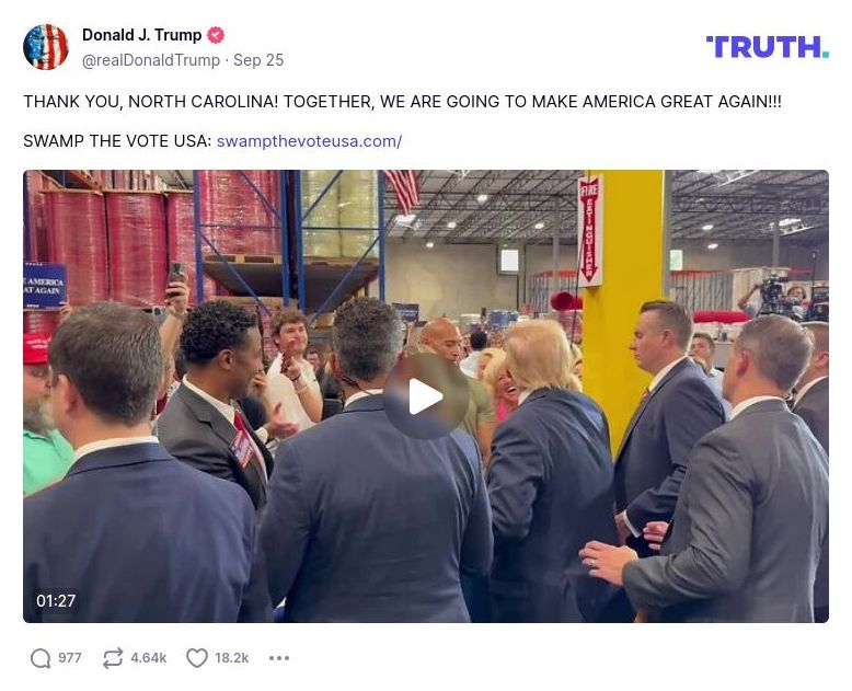 Post image from Donald Trump