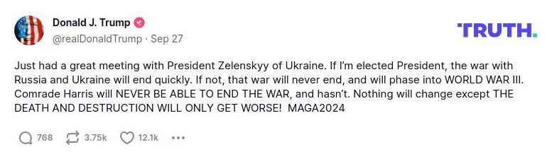 Post preview from Donald Trump