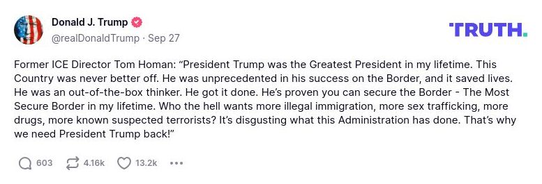 Post preview from Donald Trump