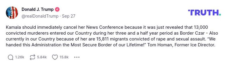 Post image from Donald Trump