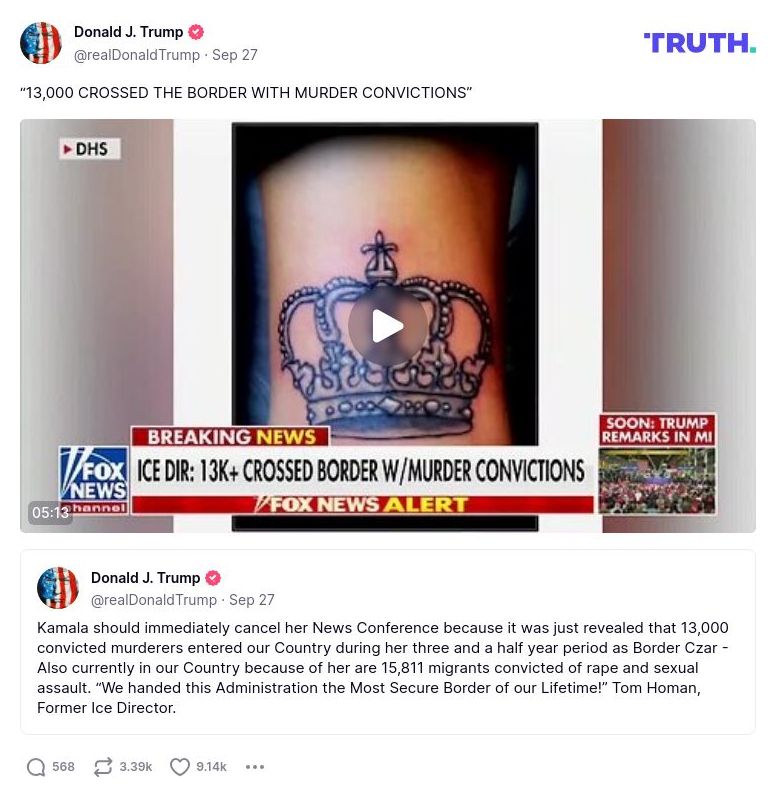 Post image from Donald Trump