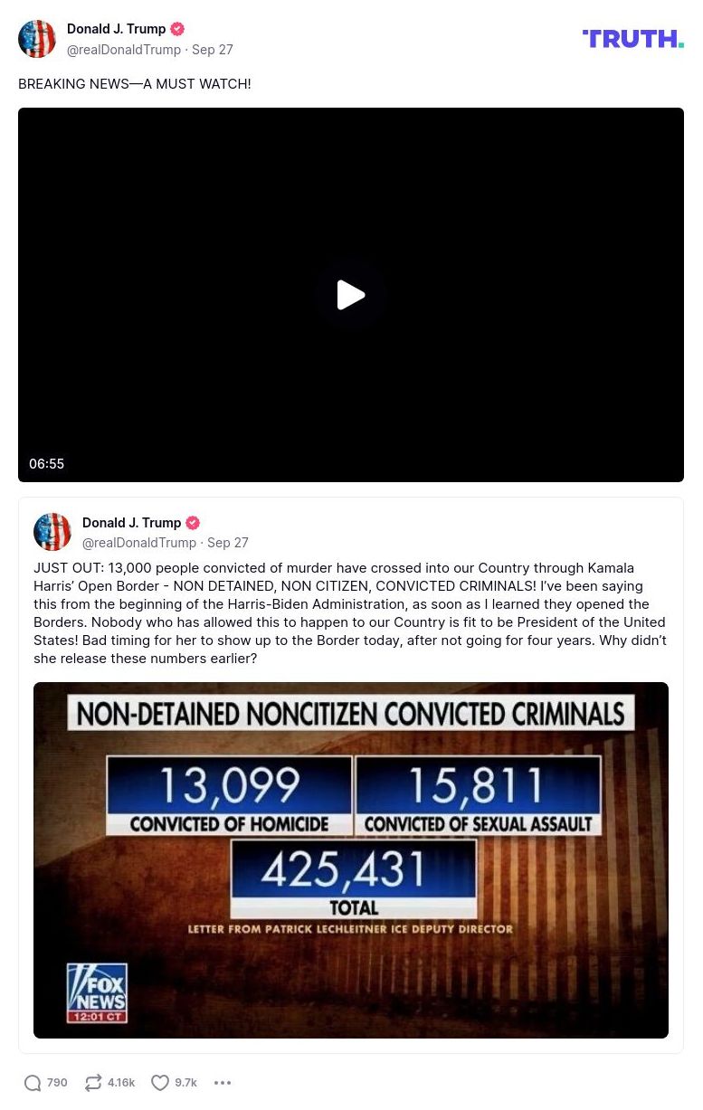 Post image from Donald Trump