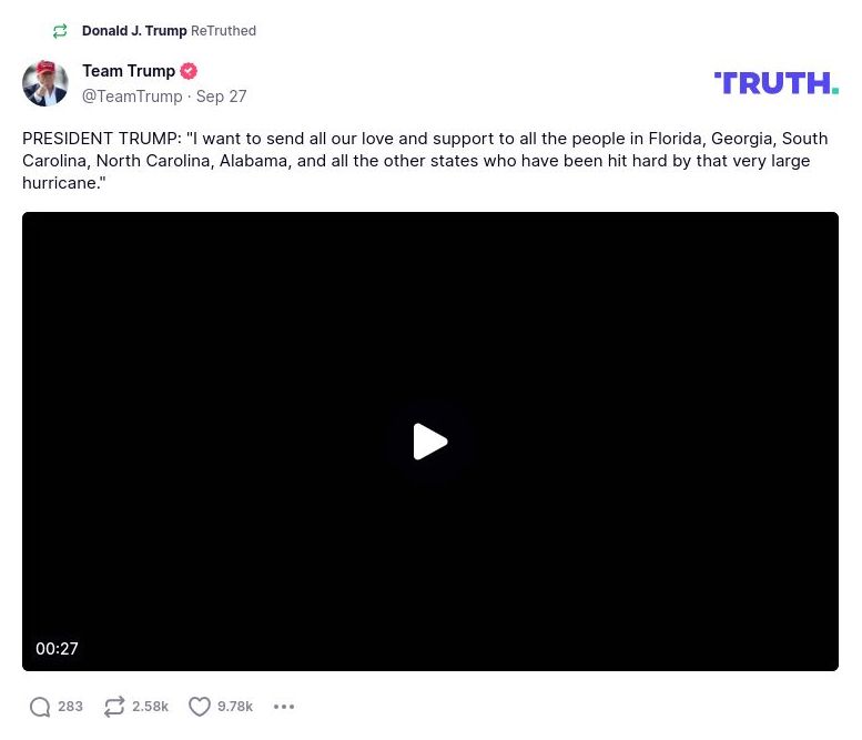 Post image from Donald Trump