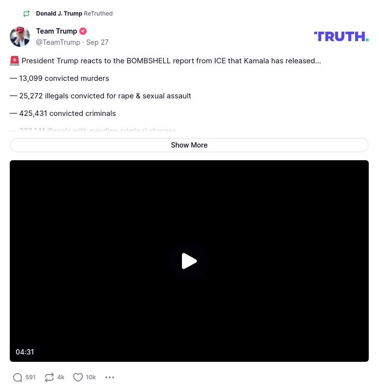 Post image from Donald Trump