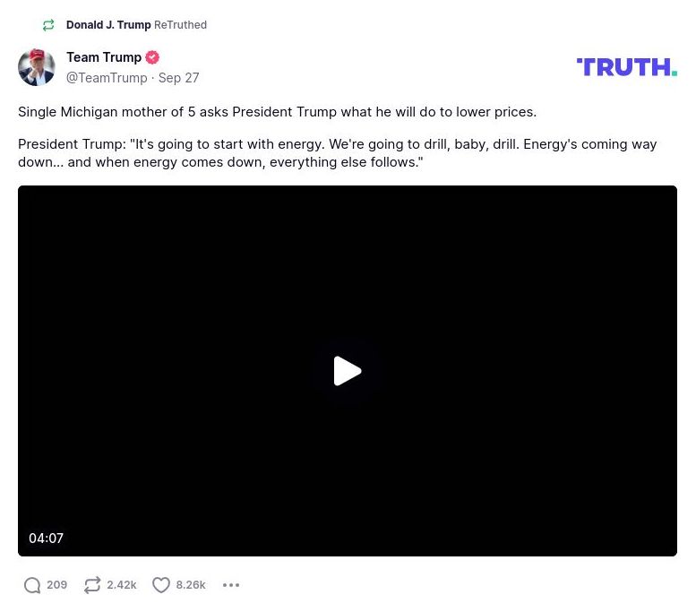 Post image from Donald Trump