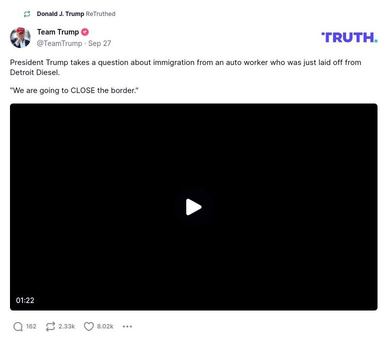 Post preview from Donald Trump