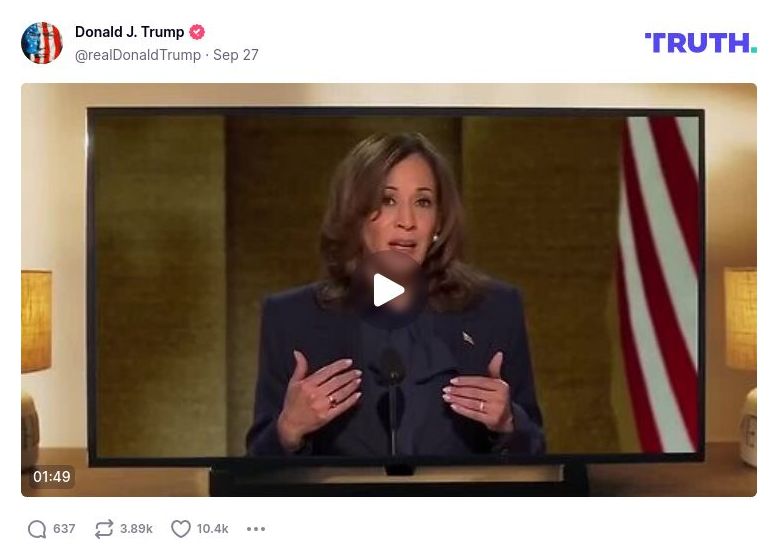 Post image from Donald Trump