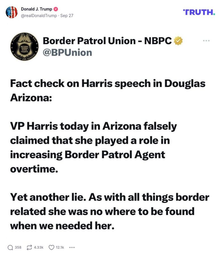 Post image from Donald Trump