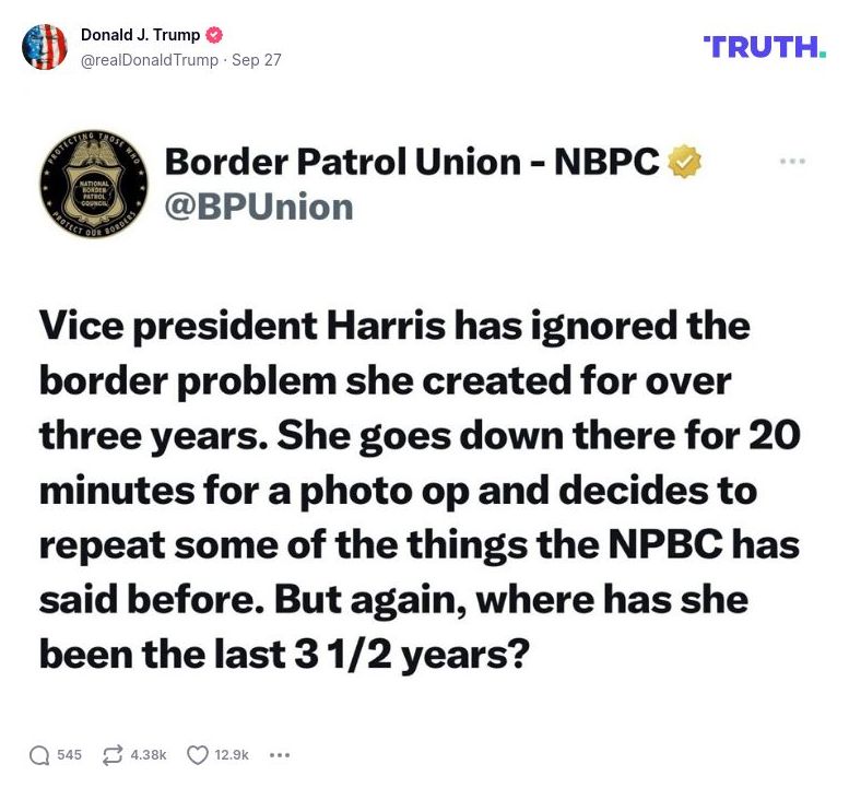 Post image from Donald Trump