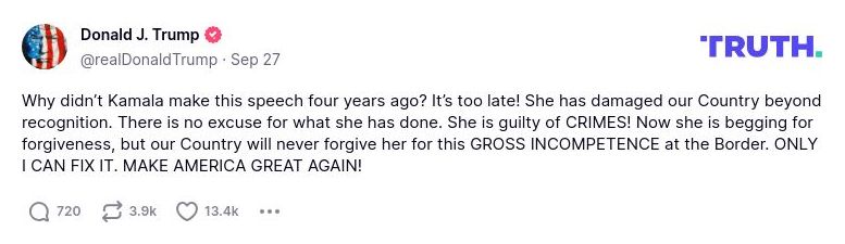 Post image from Donald Trump