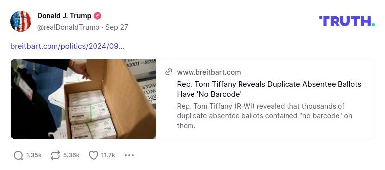 Post image from Donald Trump