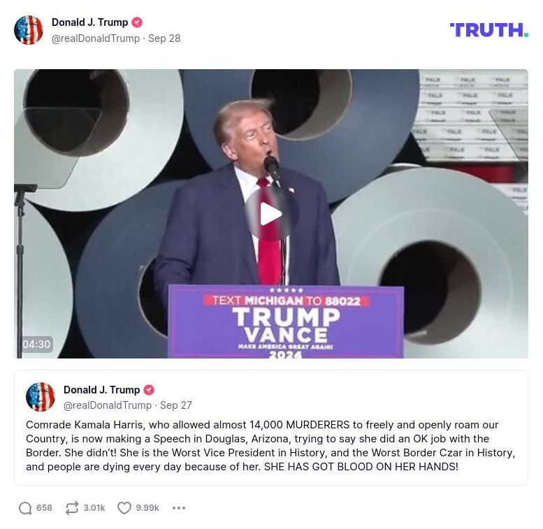 Post image from Donald Trump