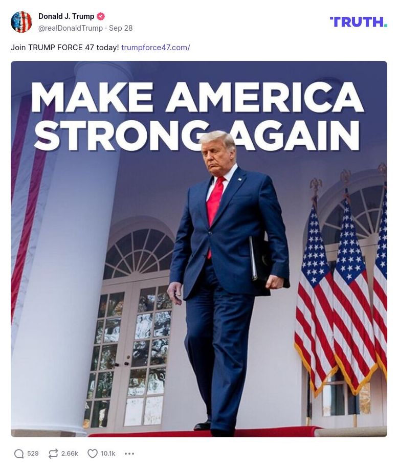 Post image from Donald Trump