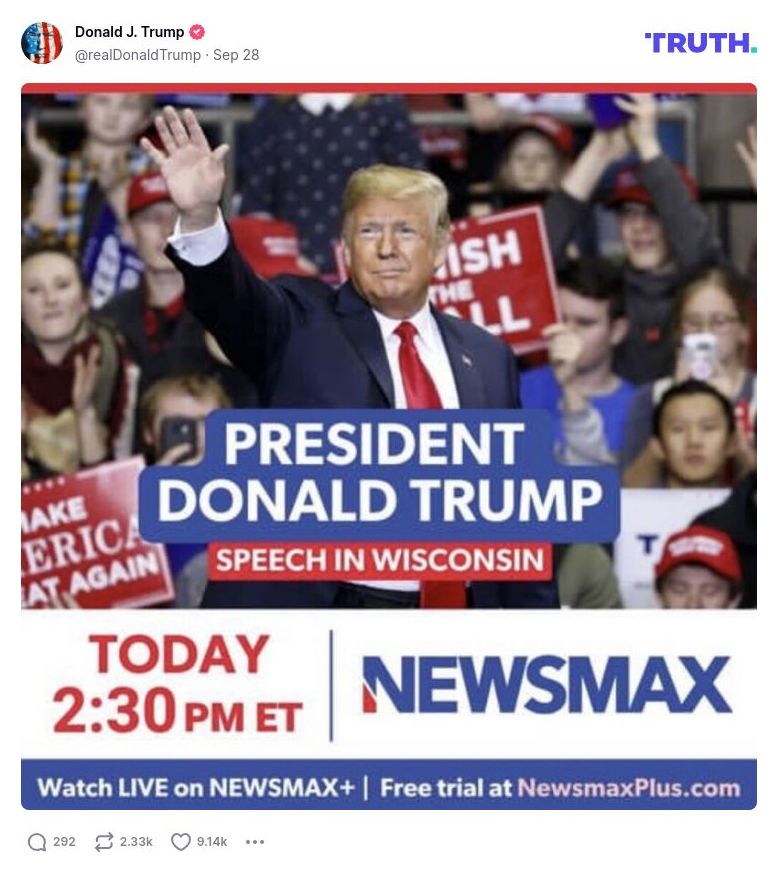 Post image from Donald Trump