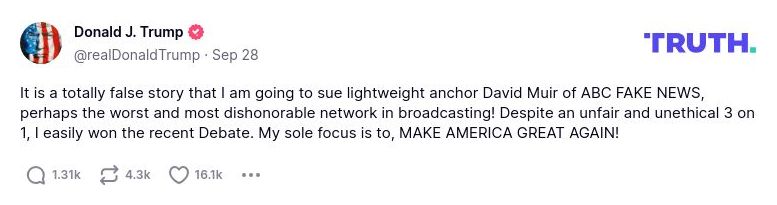 Post image from Donald Trump