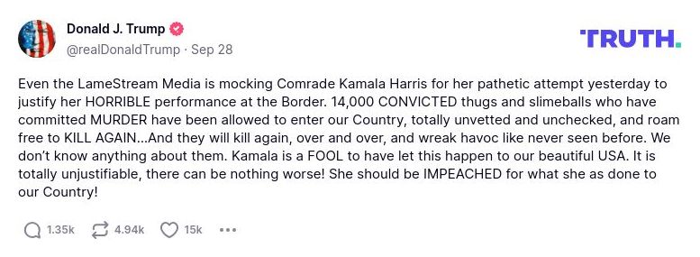 Post image from Donald Trump