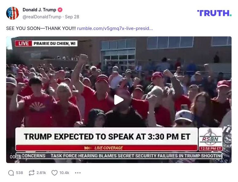 Post image from Donald Trump