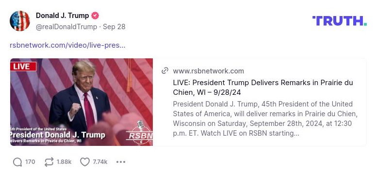 Post image from Donald Trump