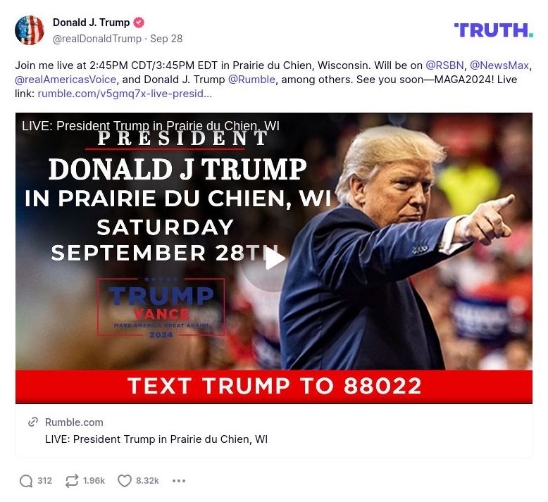 Post image from Donald Trump