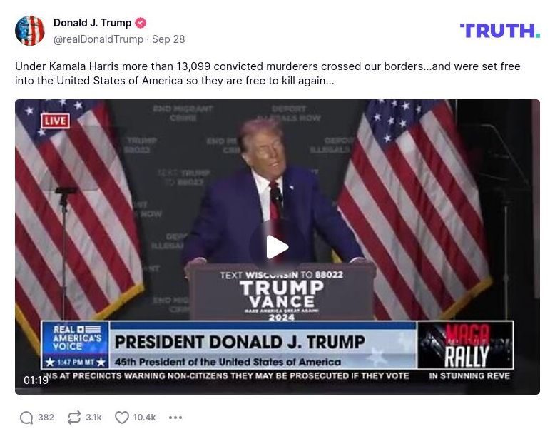 Post image from Donald Trump