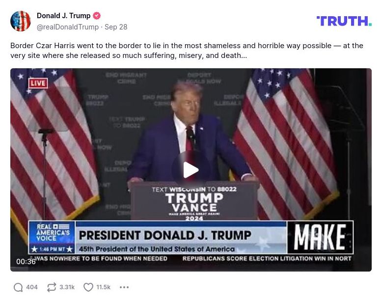 Post image from Donald Trump