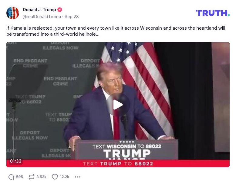 Post image from Donald Trump