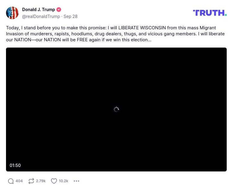 Post image from Donald Trump