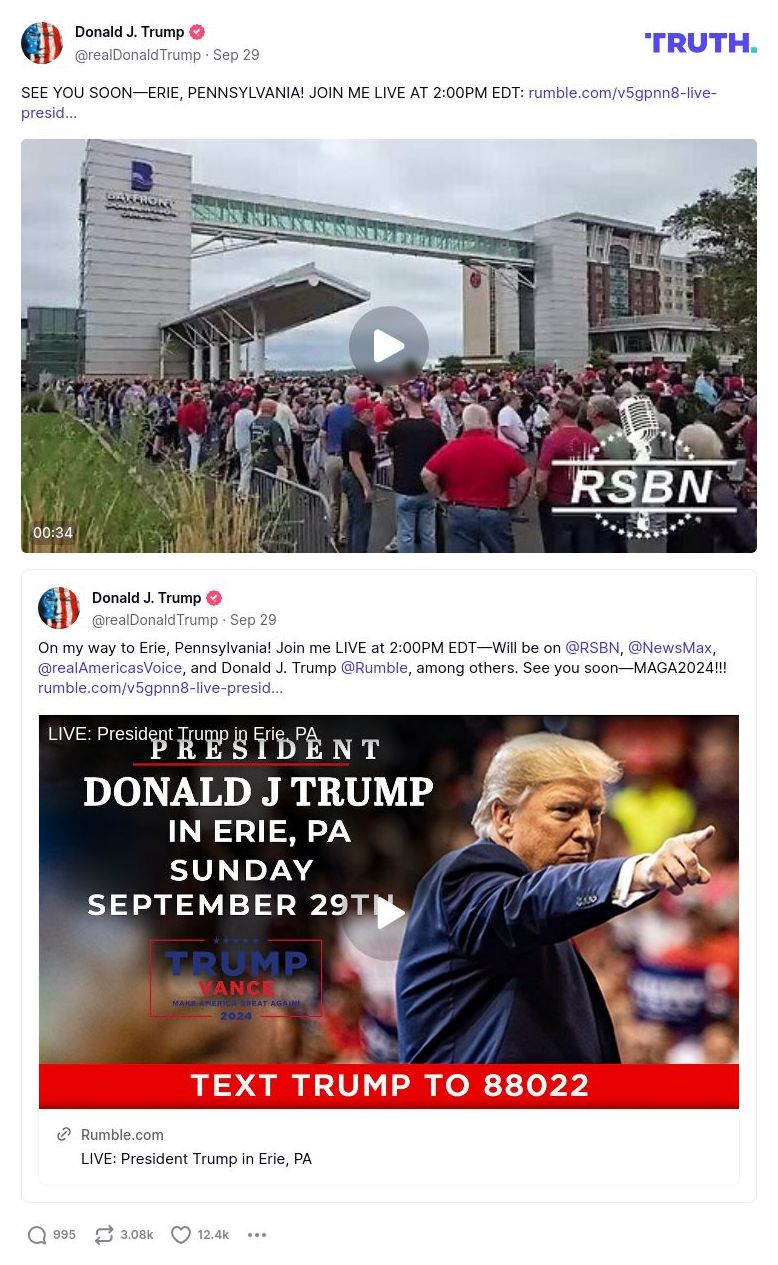 Post image from Donald Trump