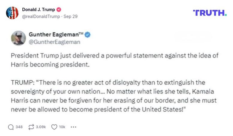 Post image from Donald Trump