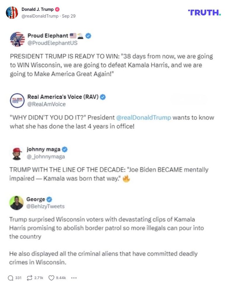 Post image from Donald Trump