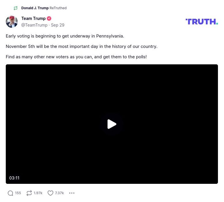 Post image from Donald Trump